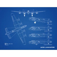 Listing image for Avro Lancaster Bomber Aircraft Plane Blueprint Plan Huge Wall Art Poster Print