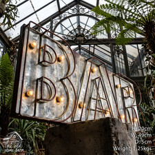Listing image for BAR Sign Light Up Metal Hanging Man Cave Bar Plaque Retro Vintage Industrial
