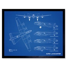 Listing image for Avro Lancaster Bomber Aircraft Plane Blueprint Plan Wall Art Print Framed 12x16