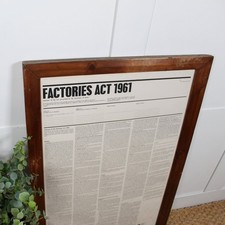 Listing image for Vintage Factories Act Poster (1961). Industrial Vintage Item - Framed.