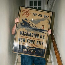 Listing image for Washtington to New York, Vintage Aviation Poster - Archival Matte Paper Print